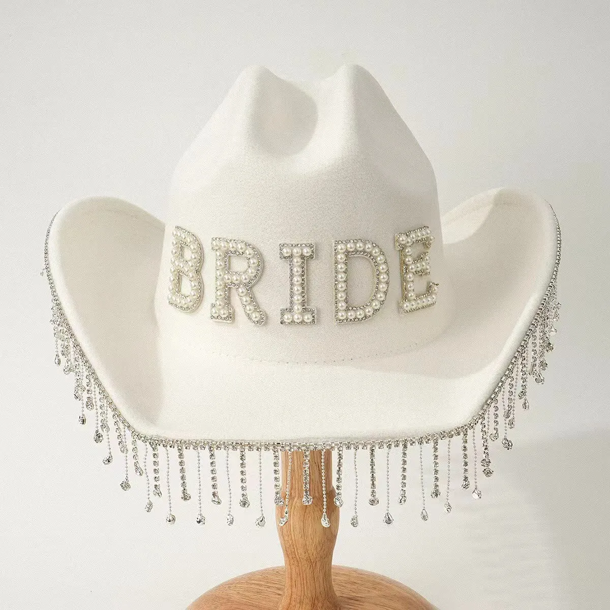 Exquisite Tassel BRIDE Pearl Inlaid Cowboy Hat sold by FloralTrip product image thumbnail 3