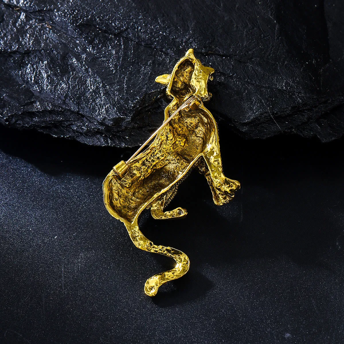 Golden Studded Diamond Blue Square Leopard Brooch sold by FloralTrip product image thumbnail 4