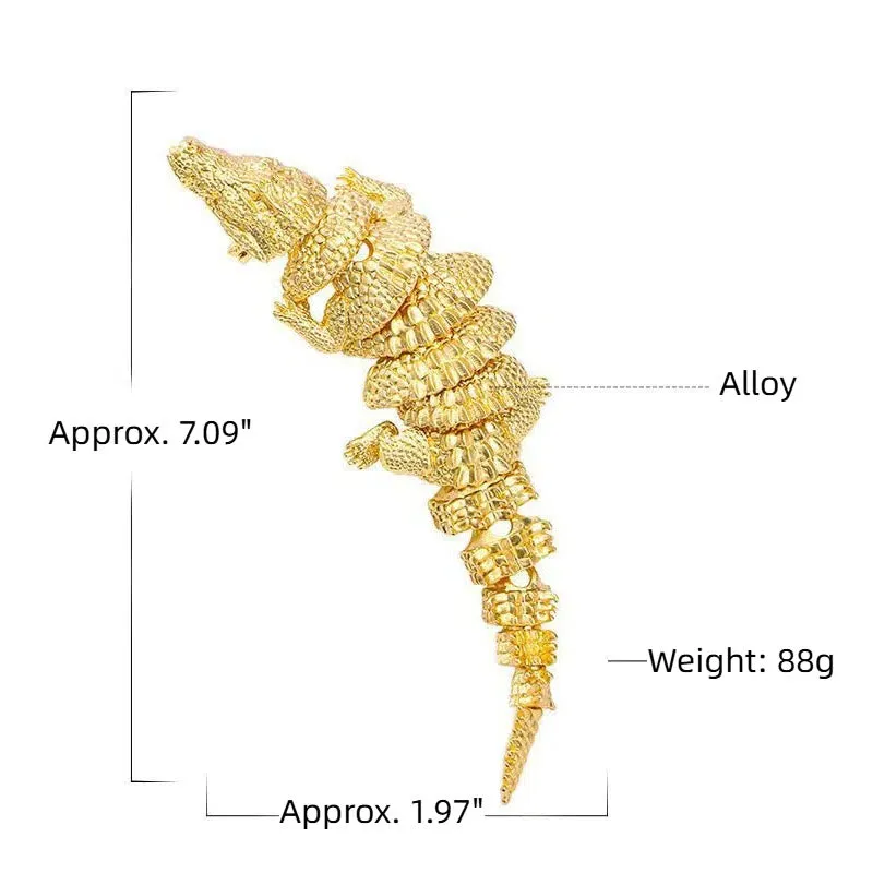 Movable Gold Crocodile Articulated Brooch Suit Accessory sold by FloralTrip product image thumbnail 5