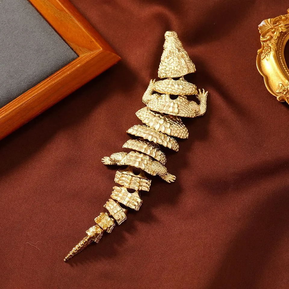 Movable Gold Crocodile Articulated Brooch Suit Accessory sold by FloralTrip product image thumbnail 2