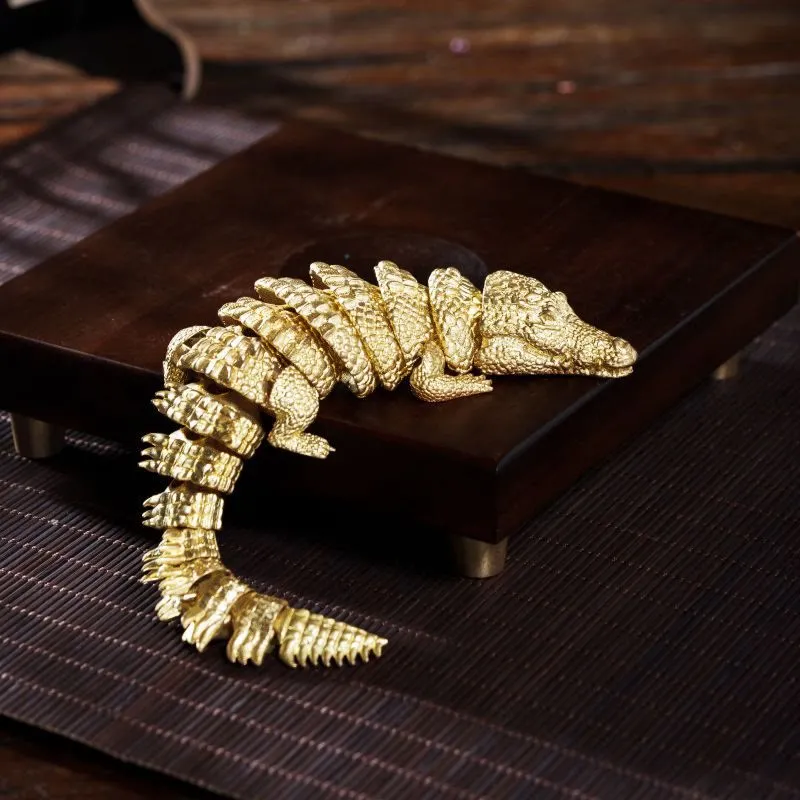 Movable Gold Crocodile Articulated Brooch Suit Accessory sold by FloralTrip