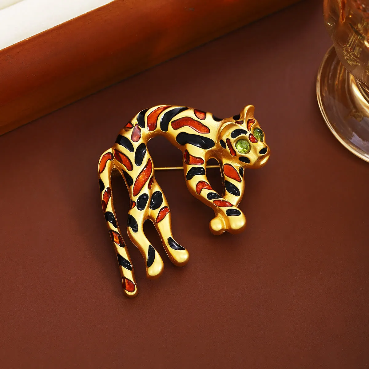 Mid Ancient Style Colorful Oil Dripping Leopard Brooch Accessory sold by FloralTrip