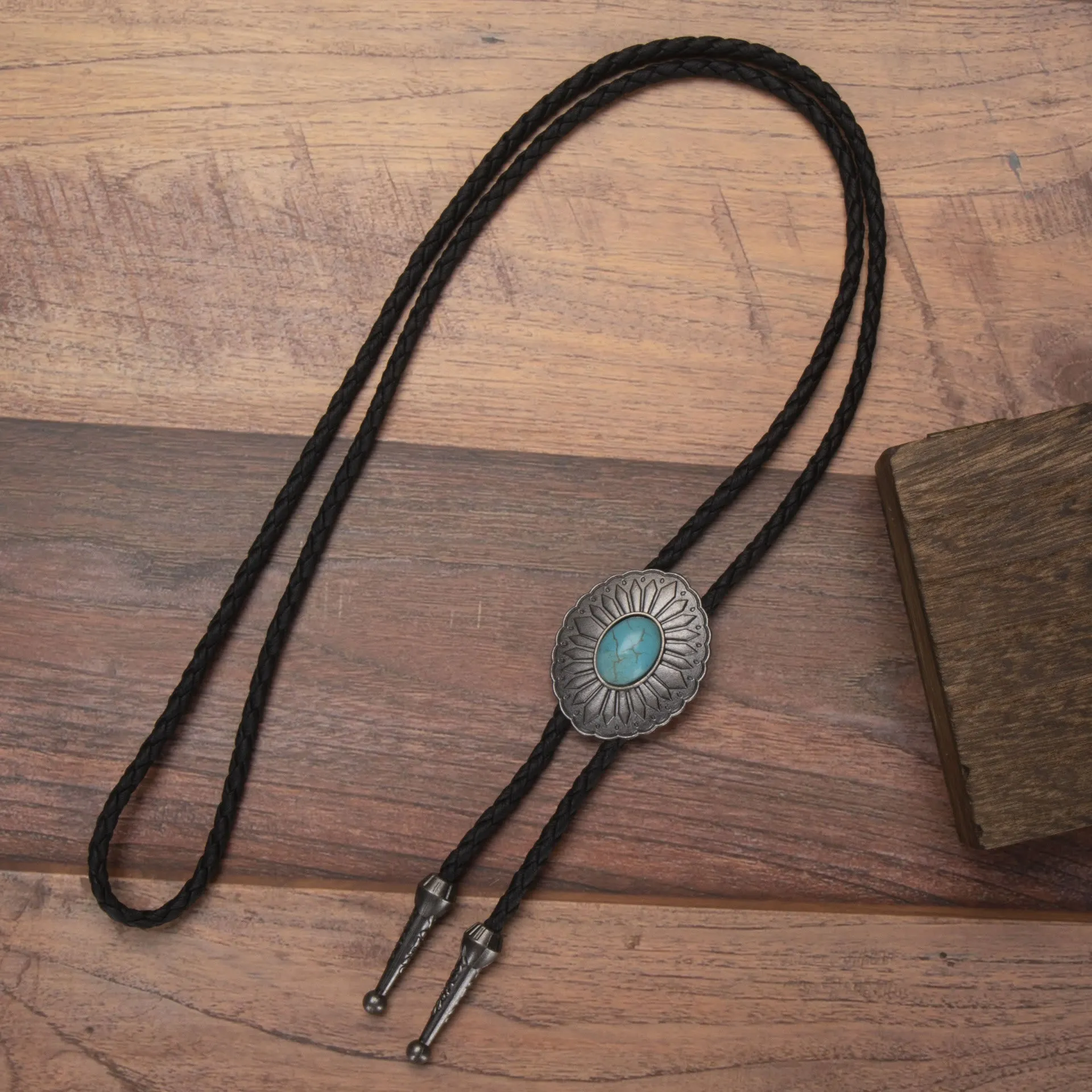 FREE Today: Exquisite Silver Oval Plate Turquoise Pendant Bolo Tie sold by FloralTrip product image thumbnail 5