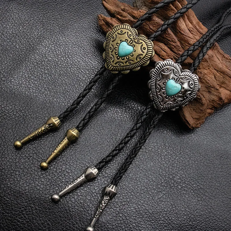 Creative Heart Shaped Turquoise Pendant Bolo Tie sold by FloralTrip