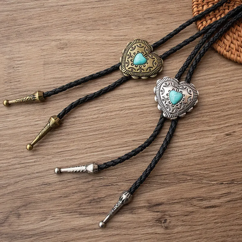 Creative Heart Shaped Turquoise Pendant Bolo Tie sold by FloralTrip product image thumbnail 2