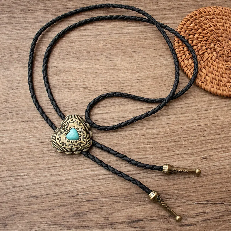 Creative Heart Shaped Turquoise Pendant Bolo Tie sold by FloralTrip product image thumbnail 3