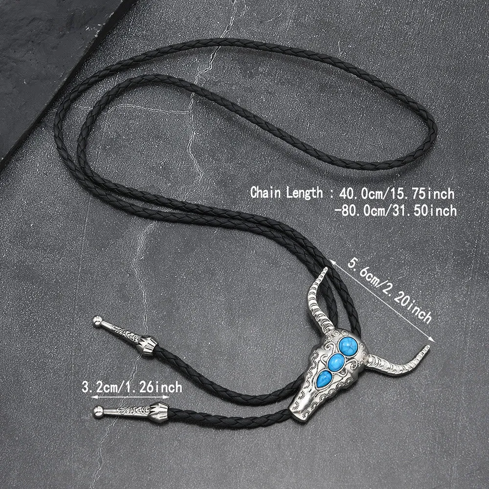 Western Turquoise Bull Pendant Bolo Tie sold by FloralTrip product image thumbnail 4