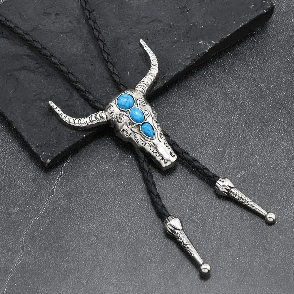 Western Turquoise Bull Pendant Bolo Tie sold by FloralTrip