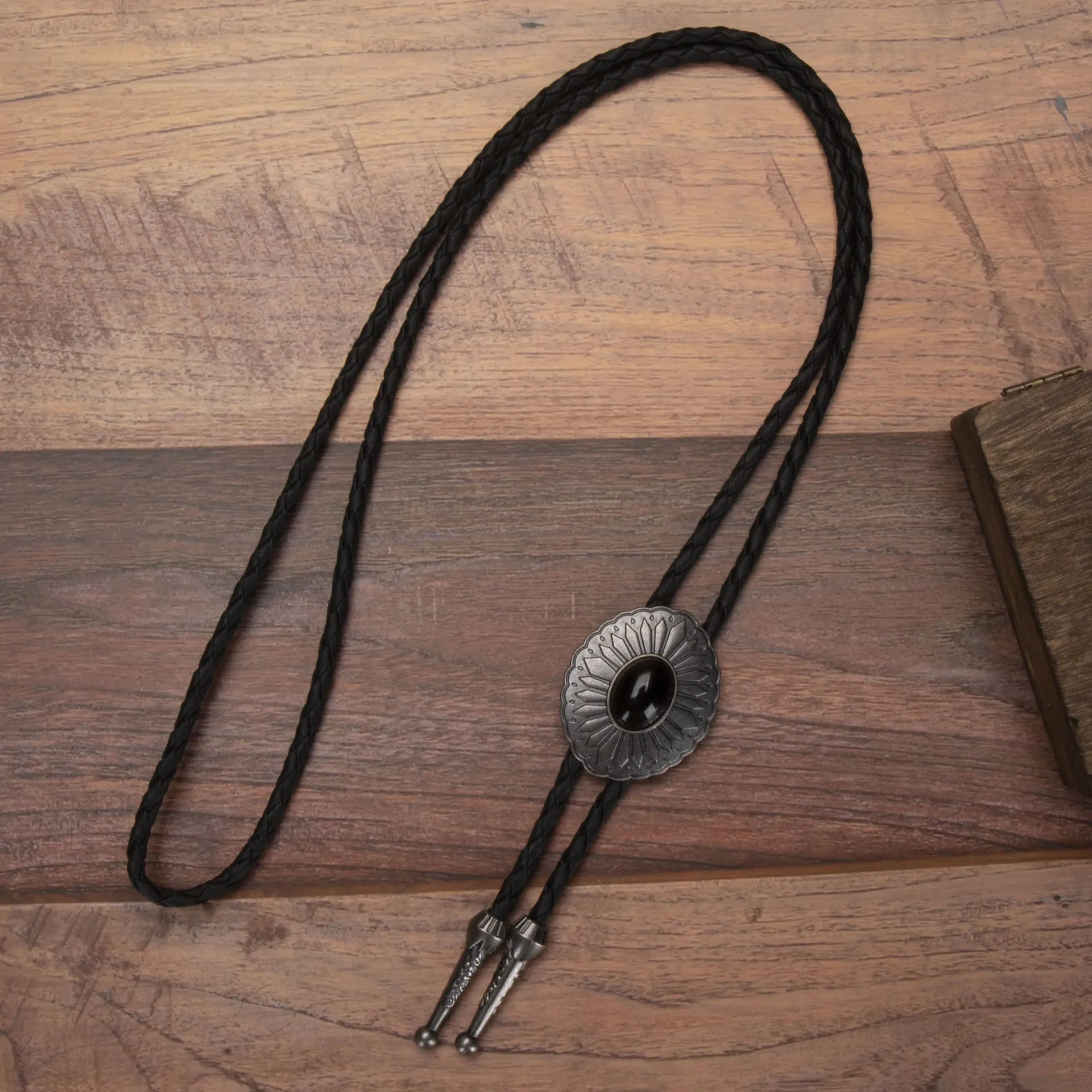 Exquisite Silver Oval Plate Turquoise Pendant Bolo Tie sold by FloralTrip product image thumbnail 4