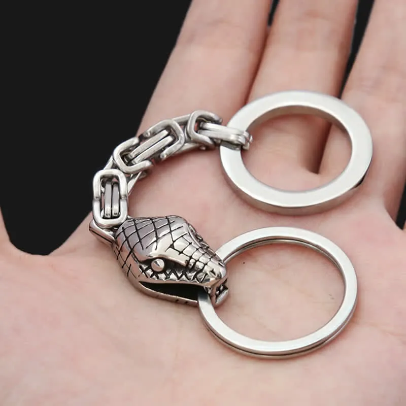 Antique Silver Nordic Viking Style Snake Keychain sold by FloralTrip product image thumbnail 2