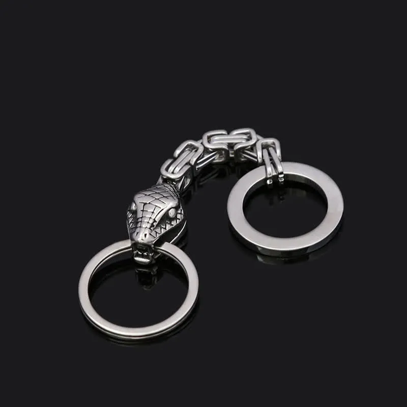 Antique Silver Nordic Viking Style Snake Keychain sold by FloralTrip