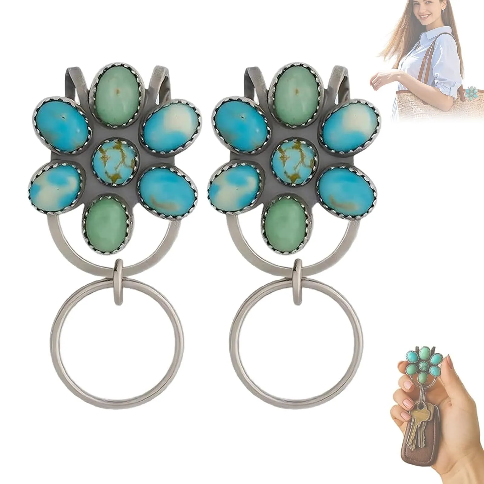 FREE Today: Turquoise Flower Bag Clip Keychain Decorative Accessory sold by FloralTrip product image thumbnail 5