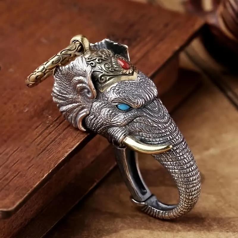 Vivid Handmade Sculpture Elephant Head Keychain sold by FloralTrip