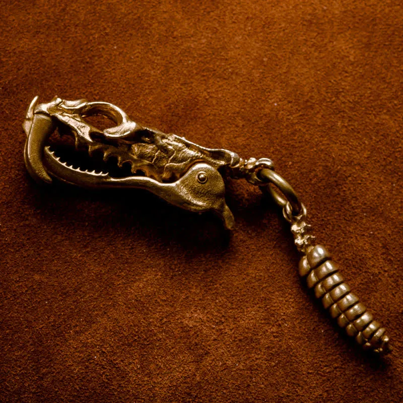 Brass Viper Skull Rattlesnake Tail Keychain sold by FloralTrip product image thumbnail 2
