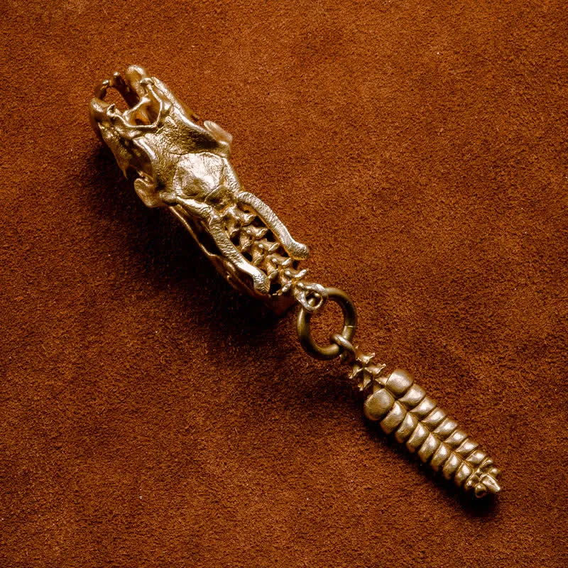 Brass Viper Skull Rattlesnake Tail Keychain sold by FloralTrip product image thumbnail 4