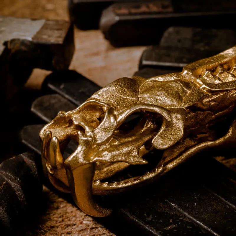 Brass Viper Skull Rattlesnake Tail Keychain sold by FloralTrip