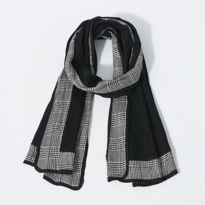 Houndstooth Patchwork Pattern Wrinkled Soft Scarf sold by FloralTrip
