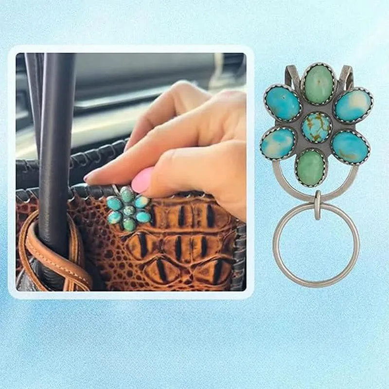 Turquoise Flower Bag Clip Keychain Decorative Accessory sold by FloralTrip