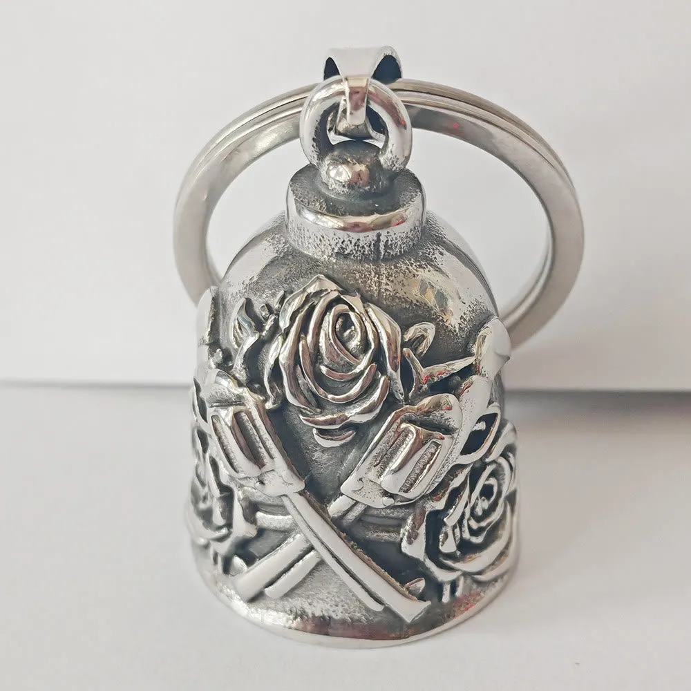 Double Guns And Roses Bell Keychain For Riding sold by FloralTrip