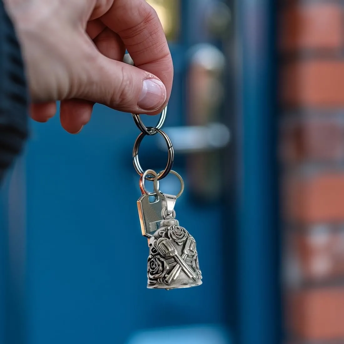 Double Guns And Roses Bell Keychain For Riding sold by FloralTrip product image thumbnail 2