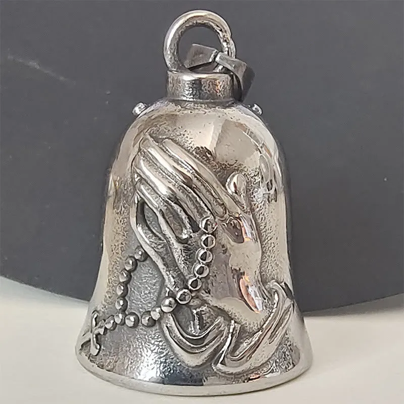 Vintage Praying Hands Cross Bell Keychain Accessory sold by FloralTrip