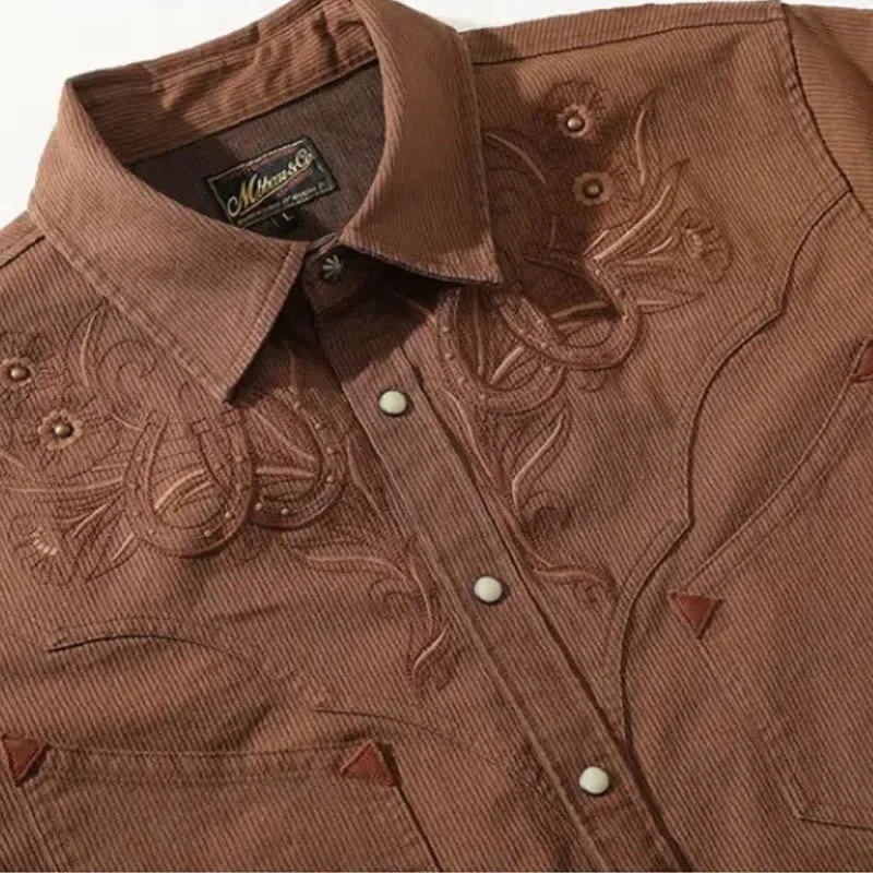 Vintage Floral Scrolls Horseshoe Rivet Western Cowboy Shirt sold by FloralTrip product image thumbnail 4