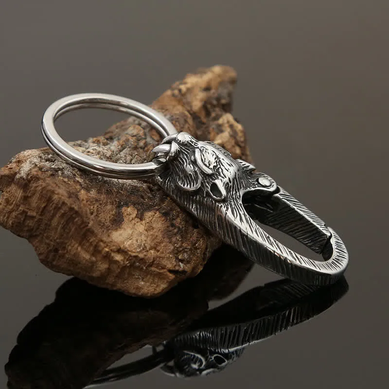 Viking Stainless Steel Panther Head Keychain sold by FloralTrip