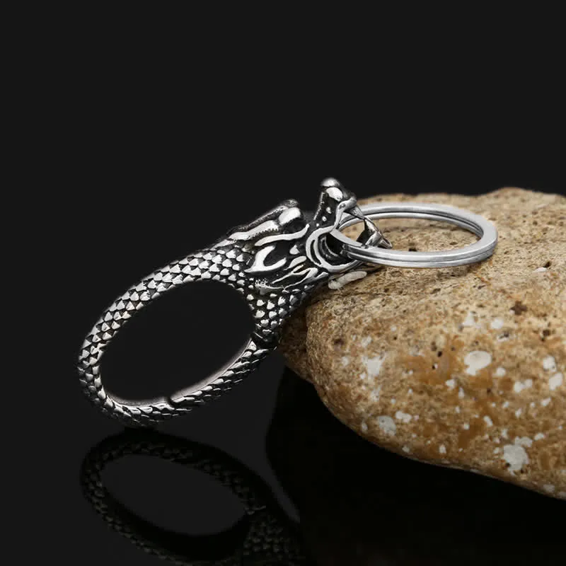 Delicate Antique Silver Dragon Head Keychain sold by FloralTrip product image thumbnail 3