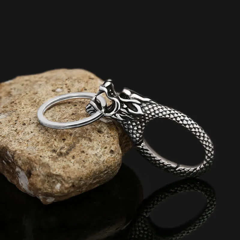 Delicate Antique Silver Dragon Head Keychain sold by FloralTrip product image thumbnail 4