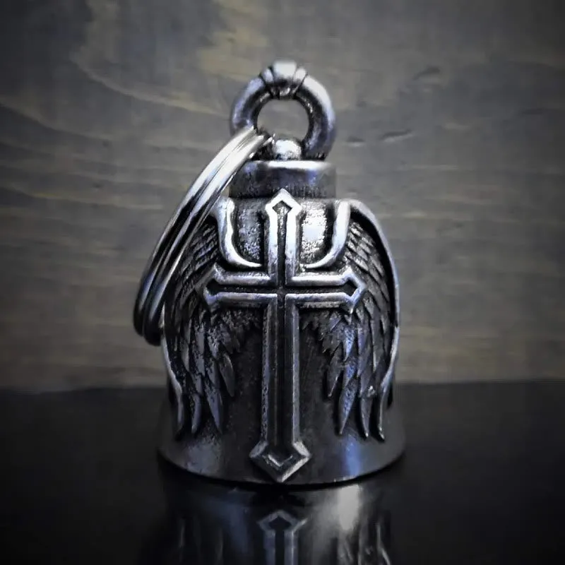 Silver Viking Cross And Wings Bell Keychain sold by FloralTrip product image thumbnail 3