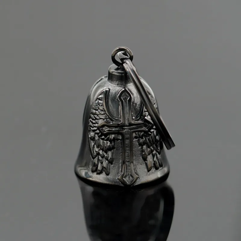 Silver Viking Cross And Wings Bell Keychain sold by FloralTrip