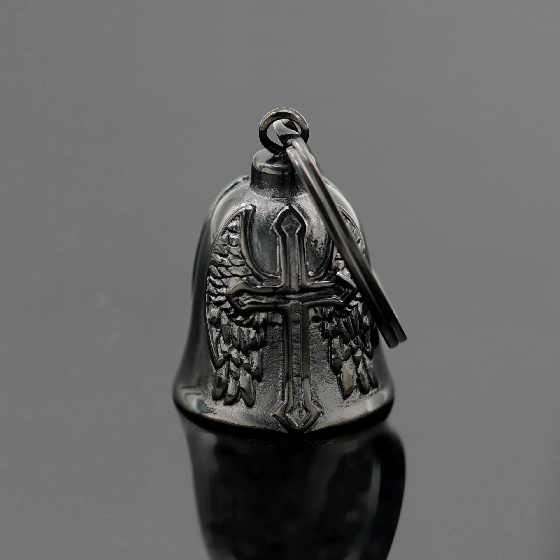 Silver Viking Cross And Wings Bell Keychain sold by FloralTrip