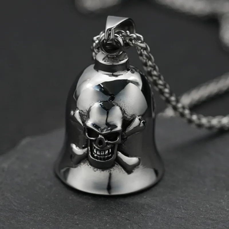 Silver Viking Skull Riding Bell Keychain sold by FloralTrip