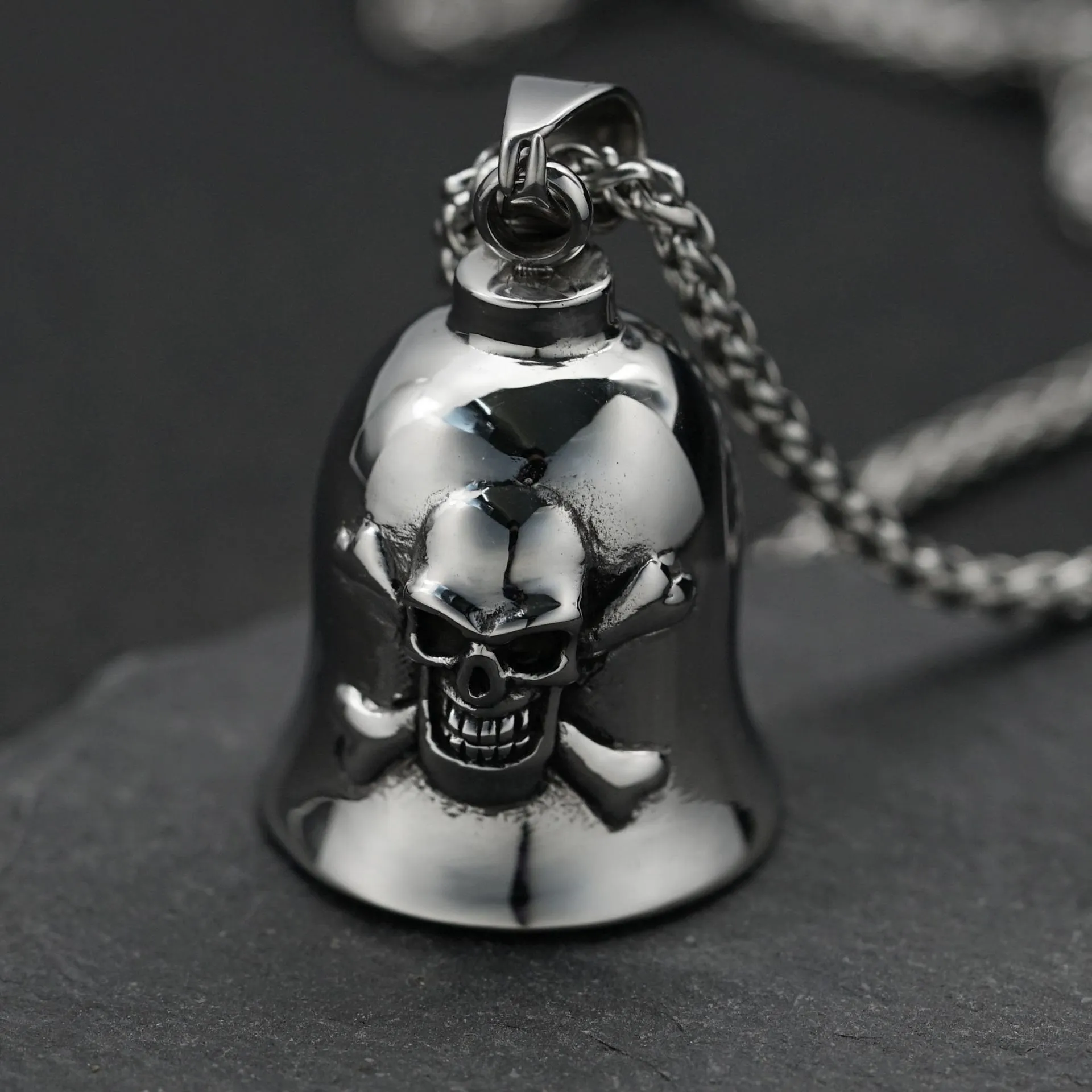 Silver Viking Skull Riding Bell Keychain sold by FloralTrip