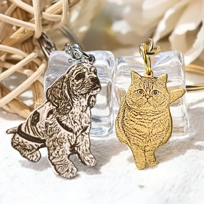 Custom Pet Portrait Memorial Photo Keychain sold by FloralTrip product image thumbnail 2