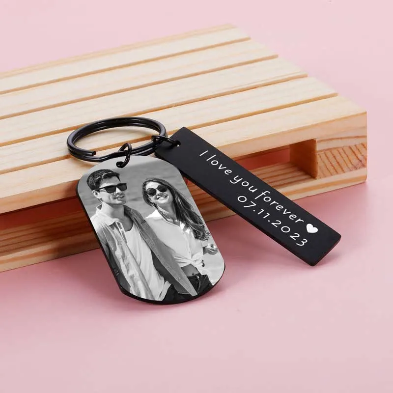 Laser Engraved Picture Custom Photo & Text Keychain sold by FloralTrip