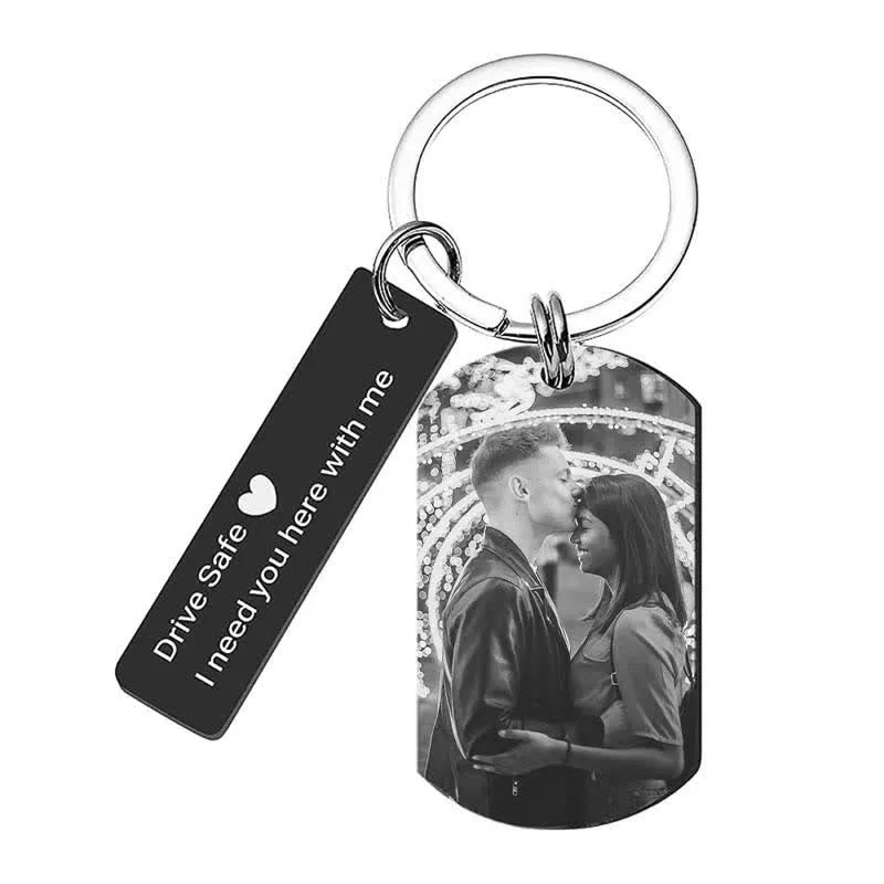 Laser Engraved Picture Custom Photo & Text Keychain sold by FloralTrip product image thumbnail 2