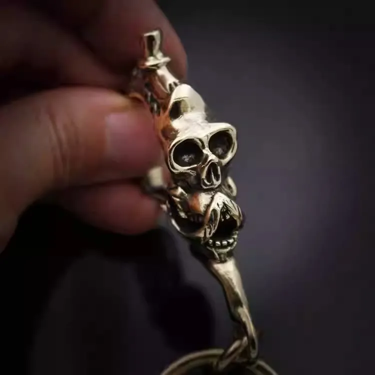 Creative Brass Skull-shaped Keychain With Ring sold by FloralTrip product image thumbnail 4