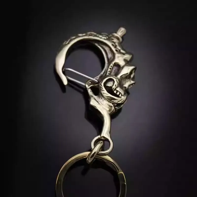 Creative Brass Skull-shaped Keychain With Ring sold by FloralTrip