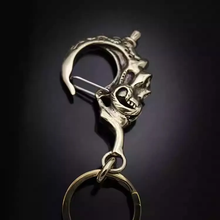 Creative Brass Skull-shaped Keychain With Ring sold by FloralTrip