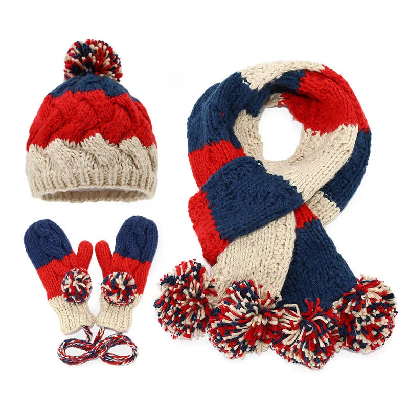 3Pcs Twist Design Hat Scarf Gloves Set With Pom Pom sold by FloralTrip