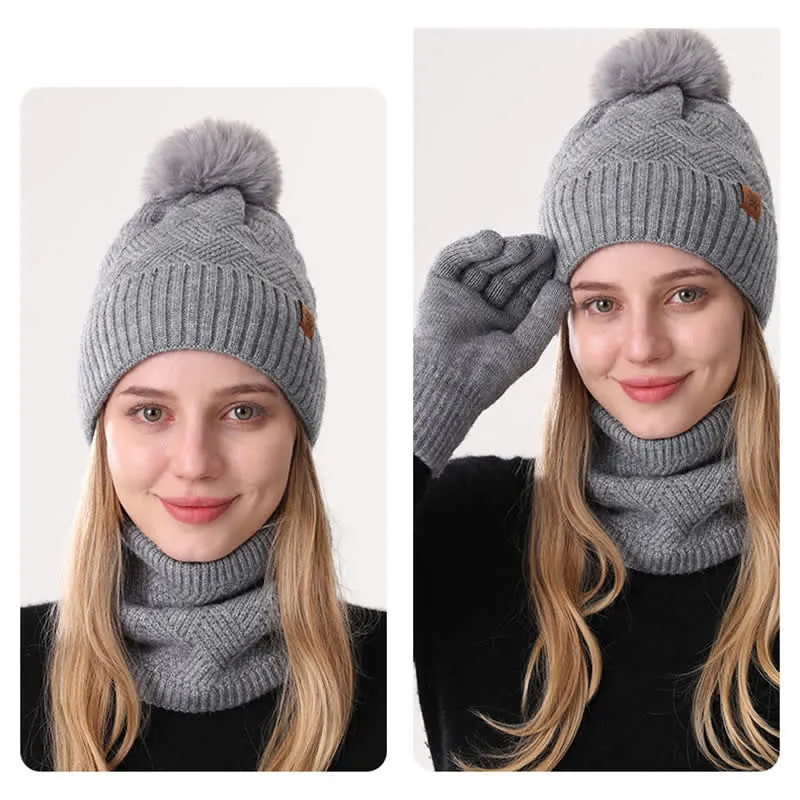 3Pcs Weaving Pattern Hat Neck Gaiter Gloves Set sold by FloralTrip product image thumbnail 3