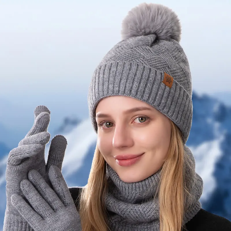 3Pcs Weaving Pattern Hat Neck Gaiter Gloves Set sold by FloralTrip product image thumbnail 2