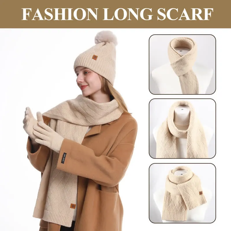 3Pcs Solid Color Fluffy Pom Pom Hat Scarf Gloves Set sold by FloralTrip product image thumbnail 4