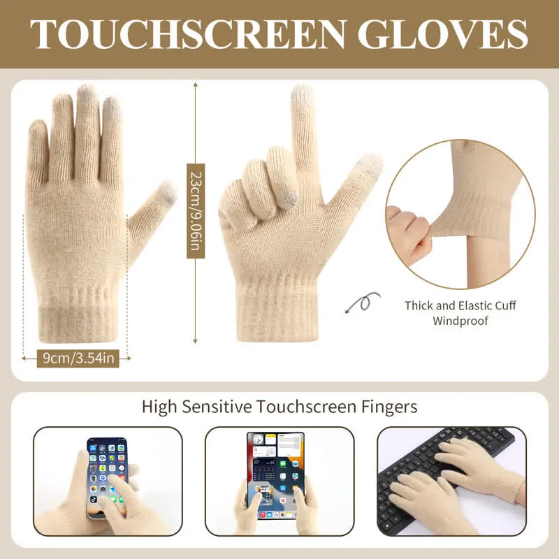 3Pcs Solid Color Fluffy Pom Pom Hat Scarf Gloves Set sold by FloralTrip product image thumbnail 5