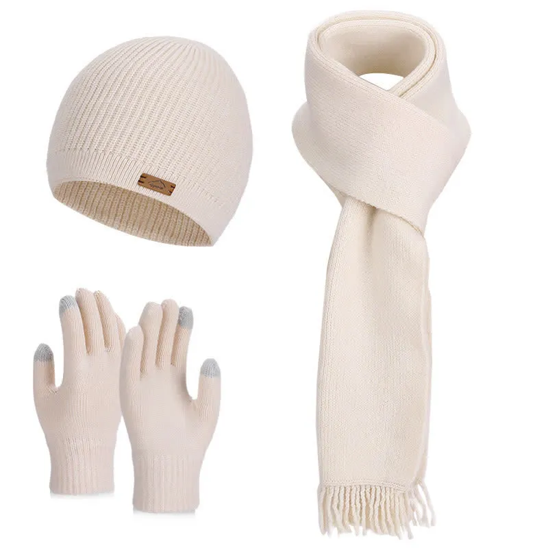 3Pcs Solid Color Knitted Beanie Hat Scarf Gloves Set sold by FloralTrip