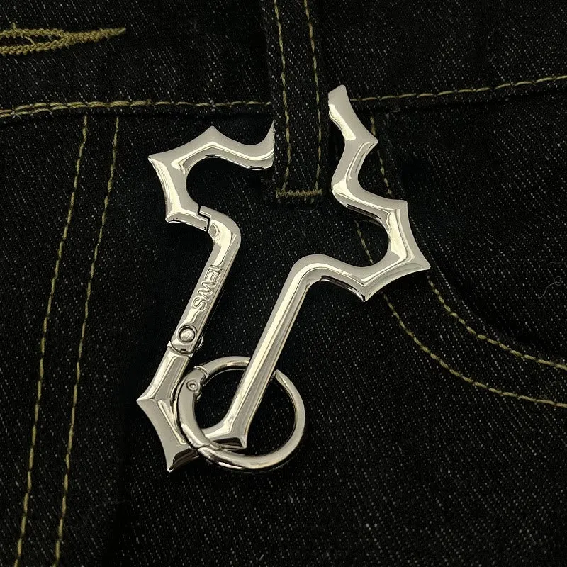 Hollow-out Design Cross Alloy Keychain With Ring sold by FloralTrip