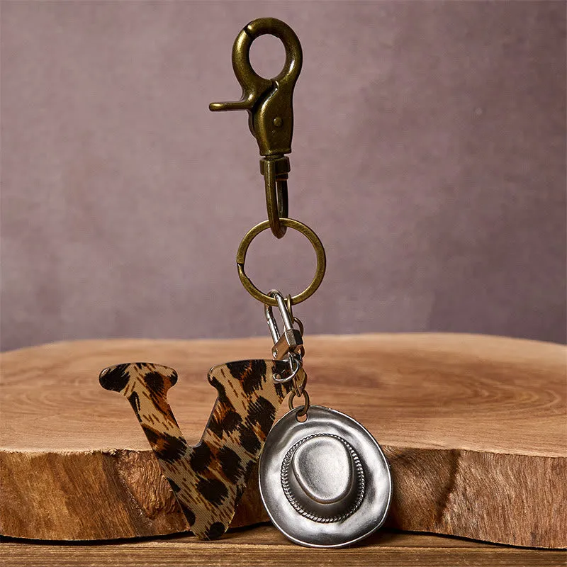 Leopard Print Letter & Cowboy Hat Pendant Keychain sold by FloralTrip product image thumbnail 3