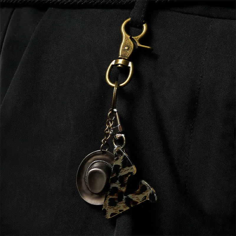 Leopard Print Letter & Cowboy Hat Pendant Keychain sold by FloralTrip product image thumbnail 4