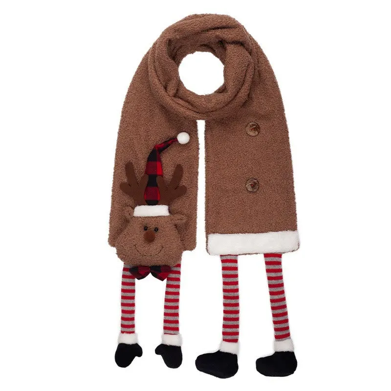 Christmas Brown Cute Elk Winter Warm Scarf sold by FloralTrip
